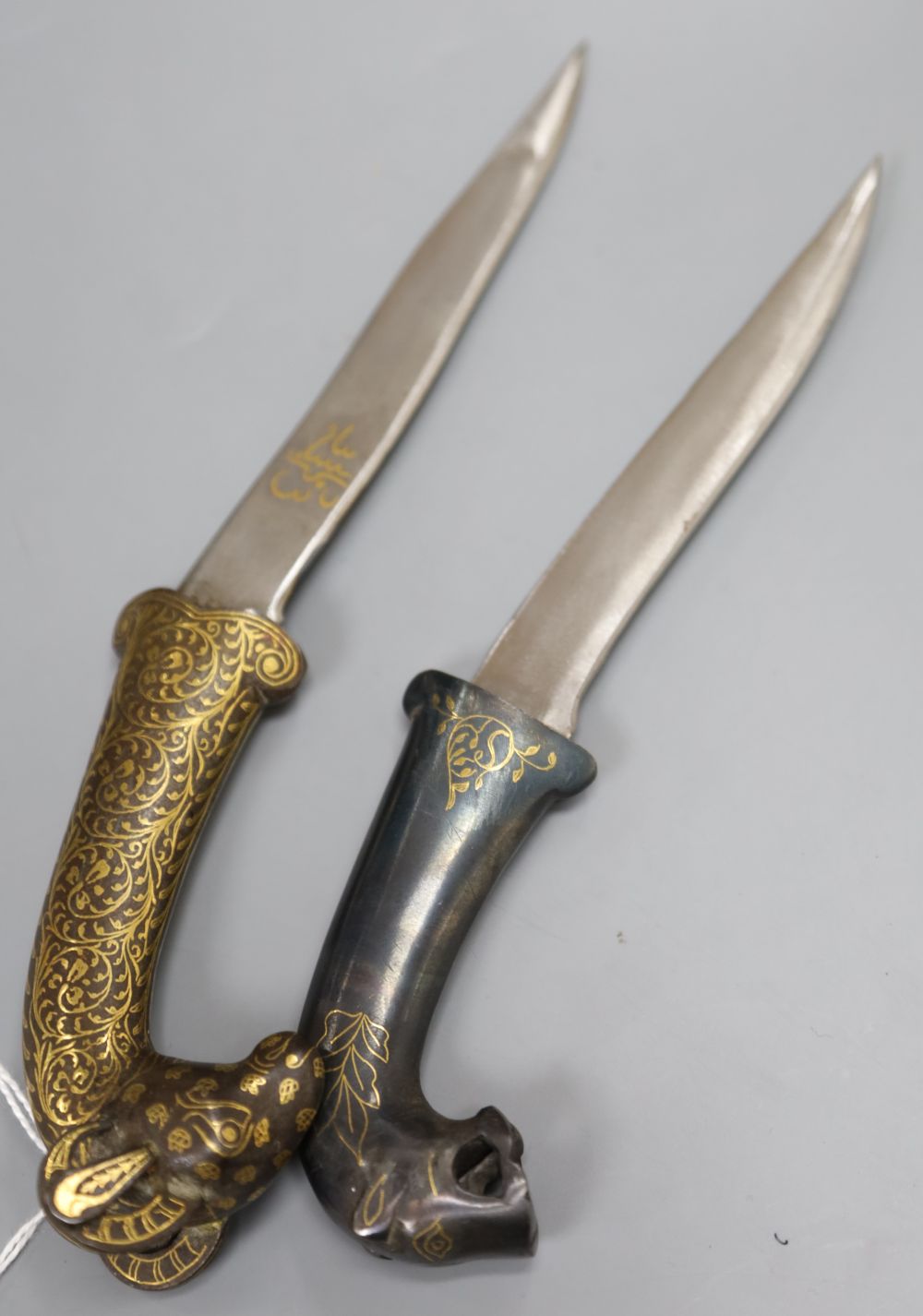 Two Indo-Persian koftgari damascened daggers